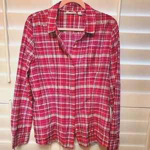 Halogen cotton plaid pink buttondown